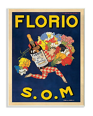 Florio Vintage Poster Drink Design 10x15 Wall Plaque, Blue, large