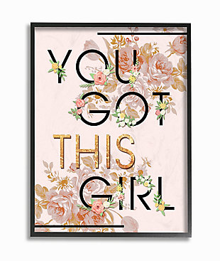 Just a reminder. Some words of encouragement. You got this girl! First came wood, then came canvas, and now we introduce our 'Framed Giclee Textured Wall Art.' 100% Made in USA as always, we start with a giclee lithograph mounted on wood, and finish it with a texturized brush stroke finish. We didn't stop there though as we fit it within a 1.5 inch thick ebony wood grain frame to add depth and dimension. Ready to hang.Ready to hang | Proudly made in usa | Design by ziwei li