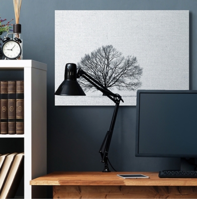 Winter Tree Silhouette 36x48 Canvas Wall Art, White, rollover