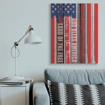 God Bless America 36x48 Canvas Wall Art, Red/Blue, large