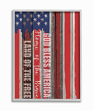 God Bless America 16x20 Gray Frame Wall Art, Red/Blue, large