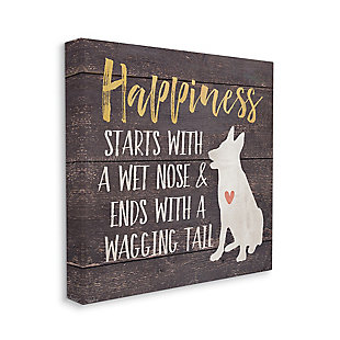 Happiness Starts With A Wet Nose Dog 36x36 Canvas Wall Art, Gray, large