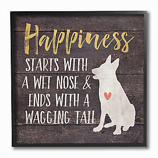 Happiness Starts With A Wet Nose Dog 12x12 Black Frame Wall Art, , large