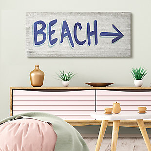 Beach This Way Arrow Sign 20x48 Wall Art, Beige, rollover
