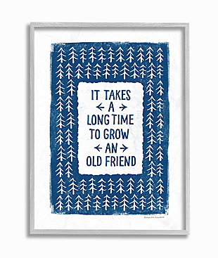 Grow An Old Friend Quote 16x20 Gray Frame Wall Art, White/Blue, large