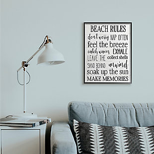 Beach House Rules Relaxing Activities 24x30 Black Frame Wall Art, White, rollover