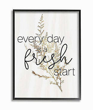 Everyday Fresh Start Quote Text 24x30 Black Frame Wall Art, White, large