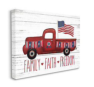 Pick-up trucks and American flags go together like family, faith, and freedom. Proudly made in the USA, our stretched canvas is created with only the highest standards. We print with high quality inks and canvas, and then hand cut and stretch it over a 1.5 inch thick wooden frame. The art comes ready to hang with no installation required. Not to mention, at this size, it is sure to be the focal point of any room!Ready to hang | Proudly made in usa | Design by lettered and lined
