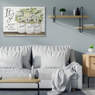 So Good To Be Home 36x48 Canvas Wall Art, White, large