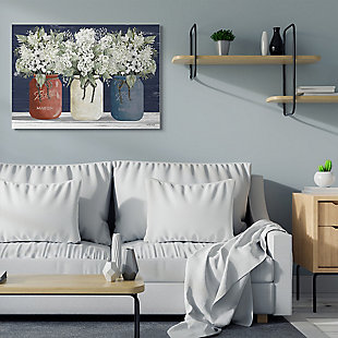 Americana Floral Bouquets Rustic Flowers 36x48 Canvas Wall Art, Blue, rollover