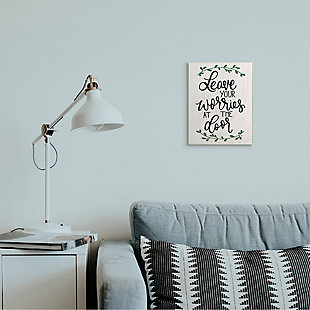 Leave Your Worries At The Door Quote 10x15 Wall Plaque, White, rollover