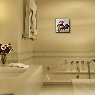 Dachshunds In The Tub Pet Dog Bathroom 12x12 Black Frame Wall Art, , rollover