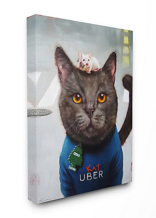 Cat Taxi Modern Day Animal Humor 36x48 Canvas Wall Art, Gray, large