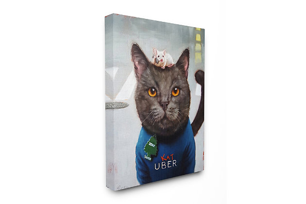 Uber is your new ride. Anthropomorphized animal portraits hit the nail on the head. Proudly made in the USA, our stretched canvas is created with only the highest standards. We print with high quality inks and canvas, and then hand cut and stretch it over a 1.5 inch thick wooden frame. The art comes ready to hang with no installation required. Not to mention, at this size, it is sure to be the focal point of any room!Ready to hang | Proudly made in usa | Design by lucia heffernan