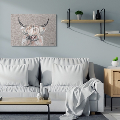 Stupell Industries Grumpy White Buffalo on Floral Print Wall Art, Gray