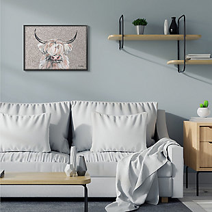 Grumpy White Buffalo On Floral Print 24x30 Black Frame Wall Art, Gray, rollover