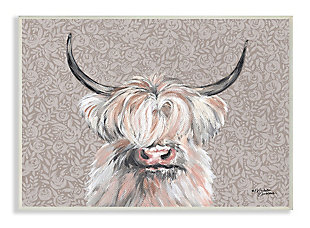 Grumpy White Buffalo On Floral Print 10x15 Wall Plaque, Gray, large