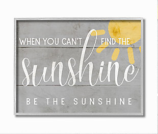 Be The Sunshine Positivity Phrase 16x20 Gray Frame Wall Art, Gray, large