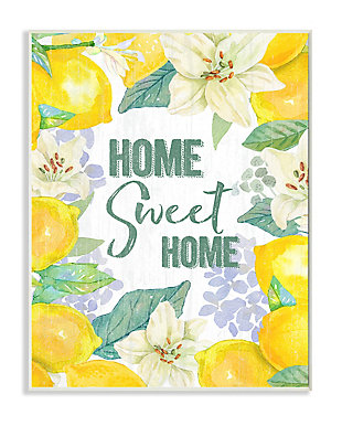 Home Sweet Home Summer Floral And Lemon 13x19 Wall Plaque, Yellow, large