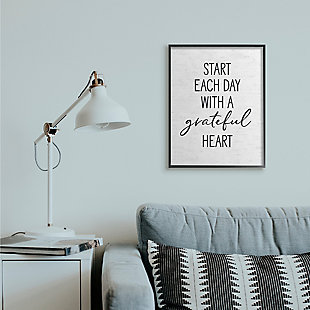 Start Each Day With A Grateful Heart 24x30 Black Frame Wall Art, White, rollover