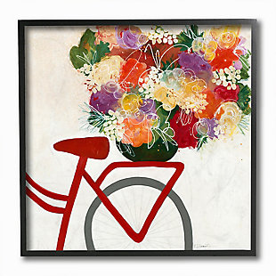 Bicycle Seat Floral Bouquet 12x12 Black Frame Wall Art, , large