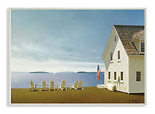Americana Cape House Coastal Landscape 10x15 Wall Plaque, Blue, large