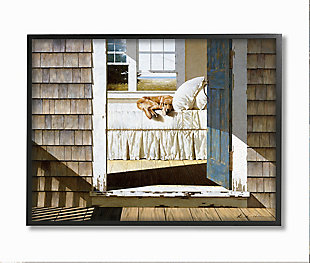 Dog Nap At Cape House 24x30 Black Frame Wall Art, Brown, large