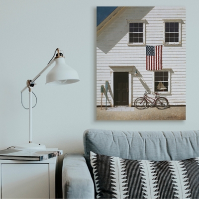 Americana Cape House Front 36x48 Canvas Wall Art, White, large