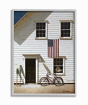 Americana Cape House Front 16x20 Gray Frame Wall Art, White, large