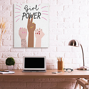Girl Power Motivational Phrase 36x48 Canvas Wall Art, White, rollover