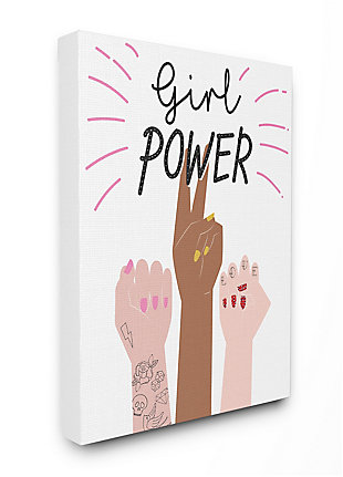 Girl Power Motivational Phrase 36x48 Canvas Wall Art, White, large