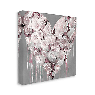 Pink Rose Heart Over Grey 17x17 Canvas Wall Art, Gray, large