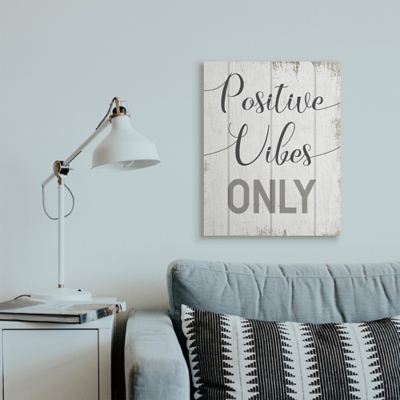 Stupell Industries Positive Vibes Only Phrase Wall Art, White