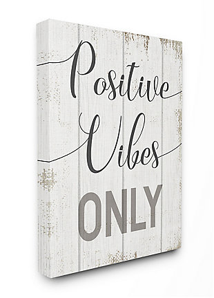 Positive Vibes Only Phrase 36x48 Canvas Wall Art, White, large
