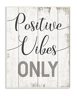 Positive Vibes Only Phrase 13x19 Wall Plaque, White, large