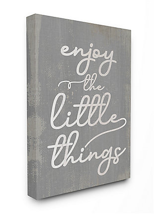 Enjoy The Little Things Phrase 36x48 Canvas Wall Art, Gray, large