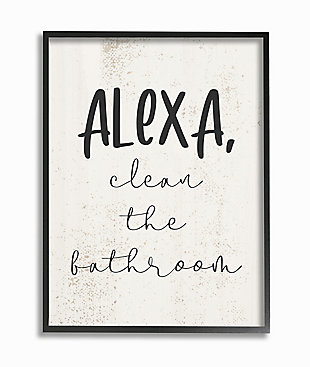 Modern Day Clean The Bathroom Sign 11x14 Black Frame Wall Art, White, large