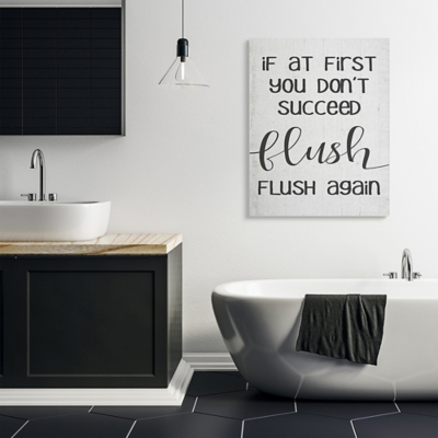 If You Don't Succeed Flush Again 36x48 Canvas Wall Art, White, large