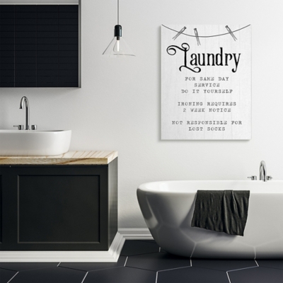 Family Laundry Room Service 36x48 Canvas Wall Art, White, large