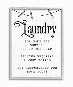 Family Laundry Room Service 16x20 Gray Frame Wall Art, White, large