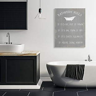 Countryside Bathroom Rules Sign 36x48 Canvas Wall Art, Gray, rollover