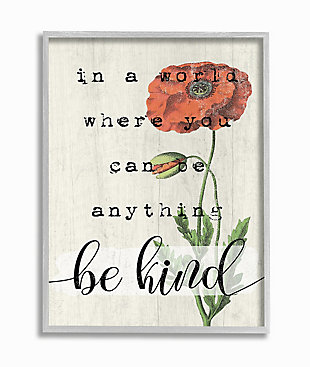 Be Kind Phrase Motivational Attitude 16x20 Gray Frame Wall Art, Beige, large