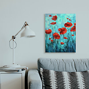 Red Poppies Growing In Blue Sky 24x30 Canvas Wall Art, Blue, rollover