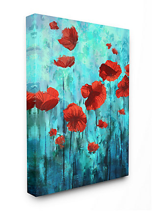 Red Poppies Growing In Blue Sky 24x30 Canvas Wall Art, Blue, large