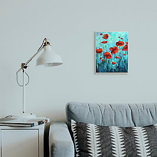 Red Poppies Growing In Blue Sky 10x15 Wall Plaque, Blue, rollover