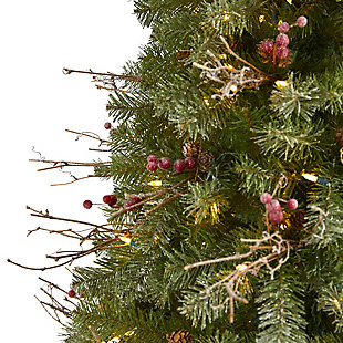Nearly Natural 6.5 Ft. Lightly Frosted Big Sky Spruce Artificial Christmas Tree, , rollover