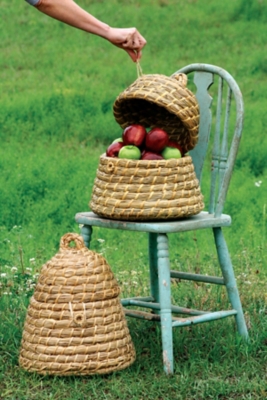 Bee Skep Basket (Box of 2), Brown/Beige