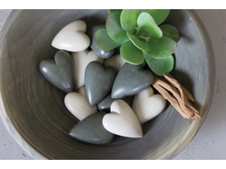 Hand Carved Stone Hearts Set