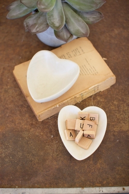 Carved Stone Heart Bowl - Light Gray, , rollover