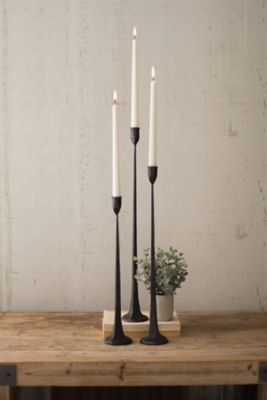 Taper Tall Candle Holders Set, Black/Gray